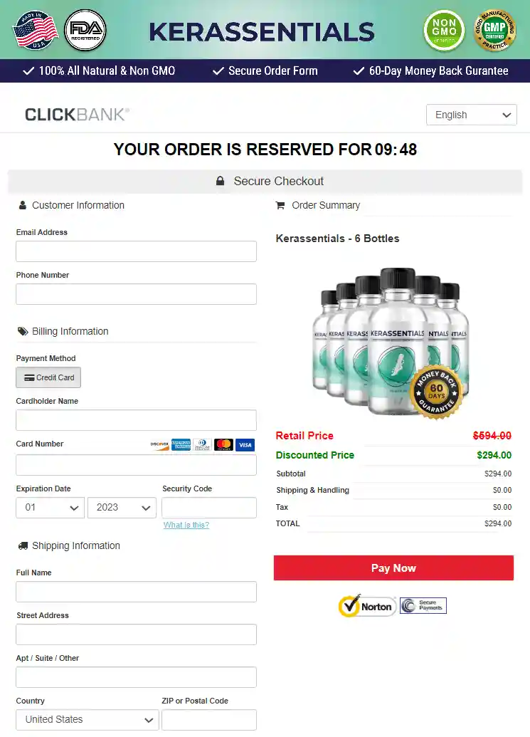 kerassentials oil order page